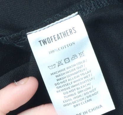 TwoFeathers Men's Black Crew Neck T-Shirt L