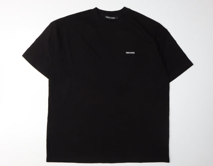 TWOFEATHERS Men's Black Cotton T-Shirt - Large