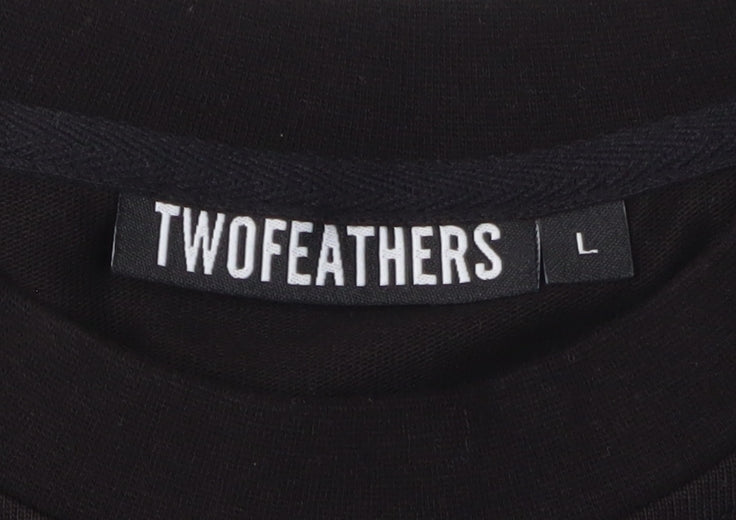 TWOFEATHERS Men's Black Cotton T-Shirt - Large