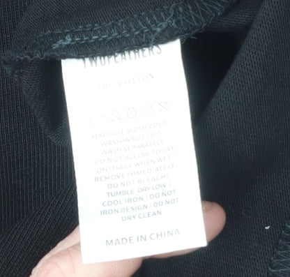 TWOFEATHERS Men's Black Cotton T-Shirt - Large