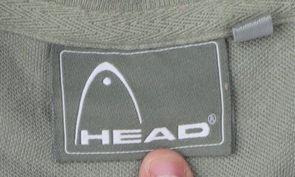 Head Men's Green Polo Shirt, Regular Fit, Logo Accent L
