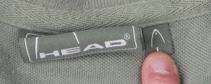 Head Men's Green Polo Shirt, Regular Fit, Logo Accent L