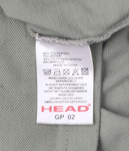 Head Men's Green Polo Shirt, Regular Fit, Logo Accent L