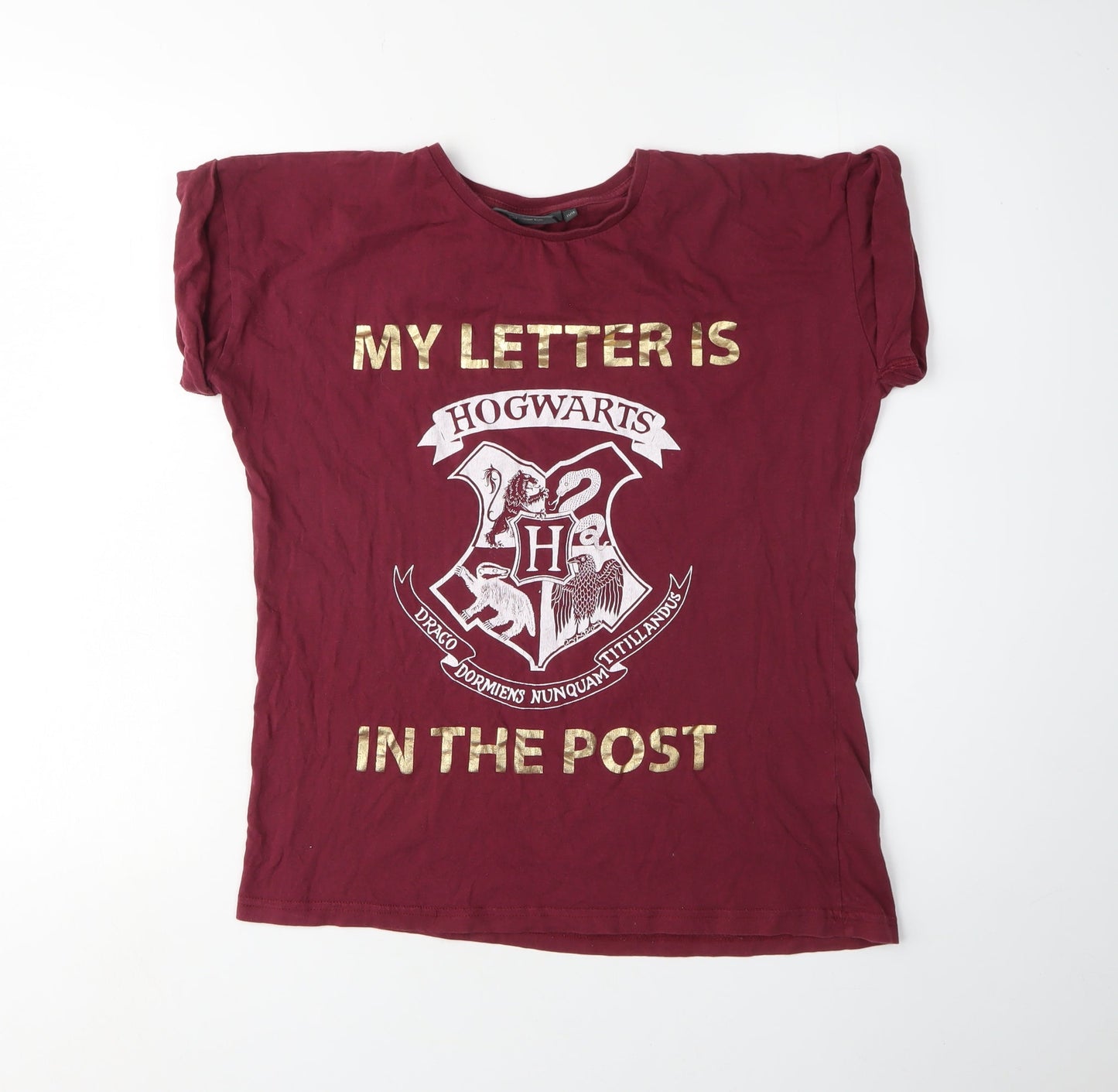 Unisex Adults UK Size 12 Harry Potter Red Basic T-Shirt