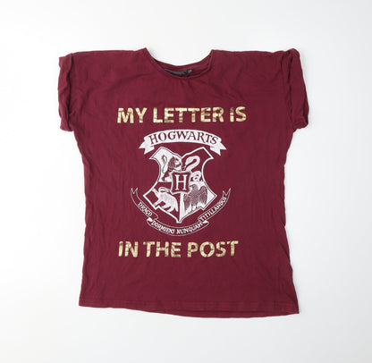 Unisex Adults UK Size 12 Harry Potter Red Basic T-Shirt