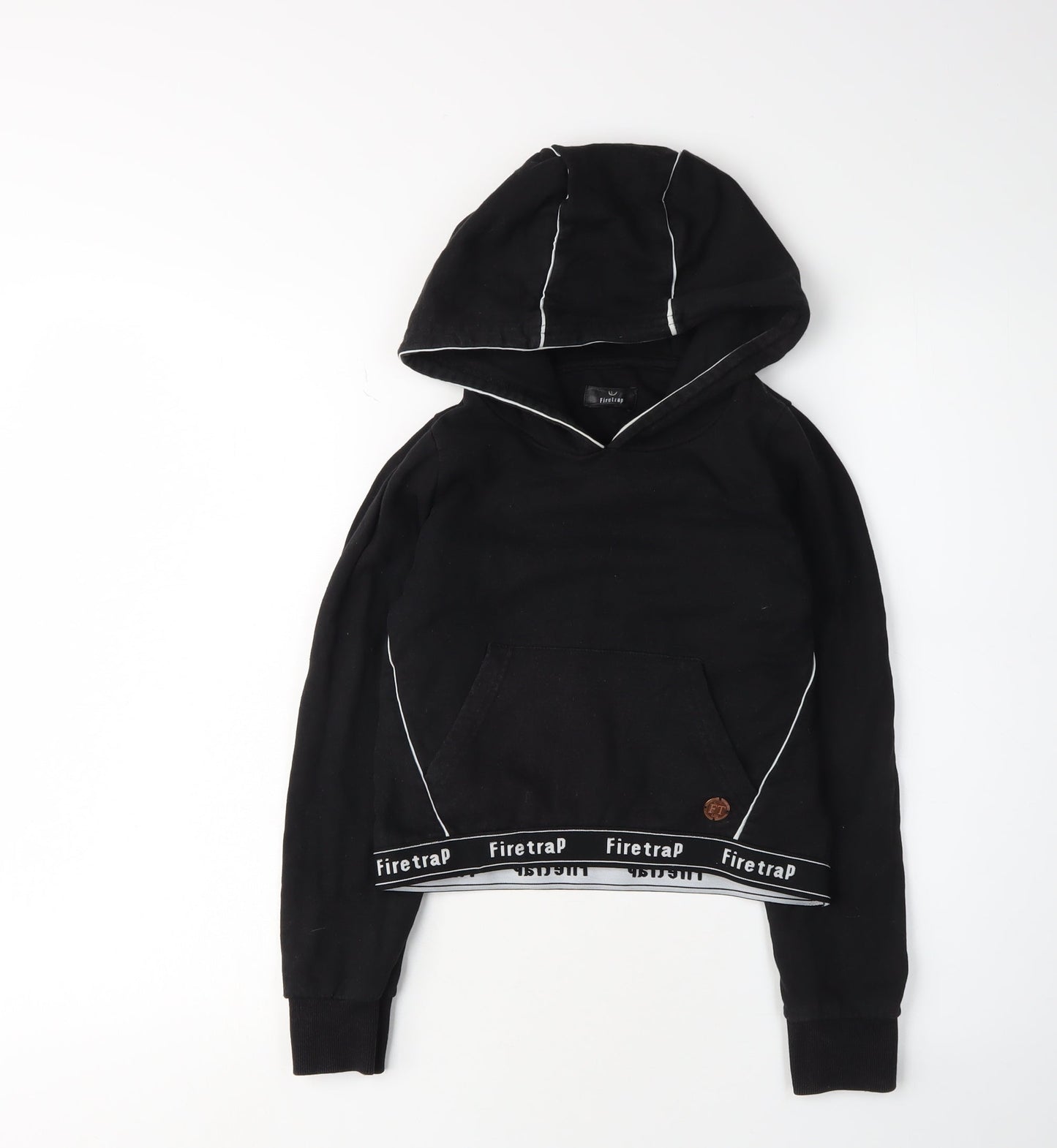 Firetrap Girls Black Pullover Hoodie 9-10 Years with Logo Accents