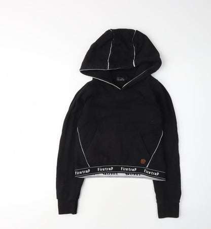 Firetrap Girls Black Pullover Hoodie 9-10 Years with Logo Accents