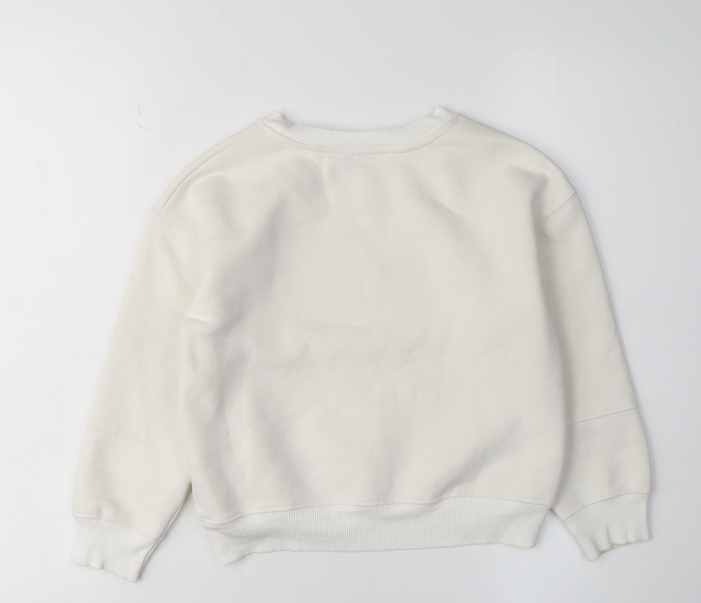 Mintie Girls White Pullover Sweatshirt 5-6 Years Animal Embroidery