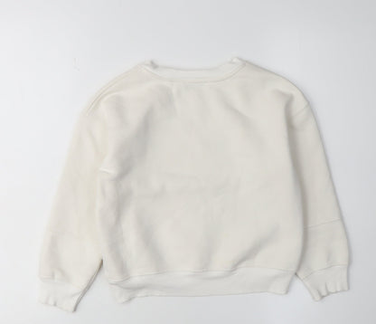 Mintie Girls White Pullover Sweatshirt 5-6 Years Animal Embroidery