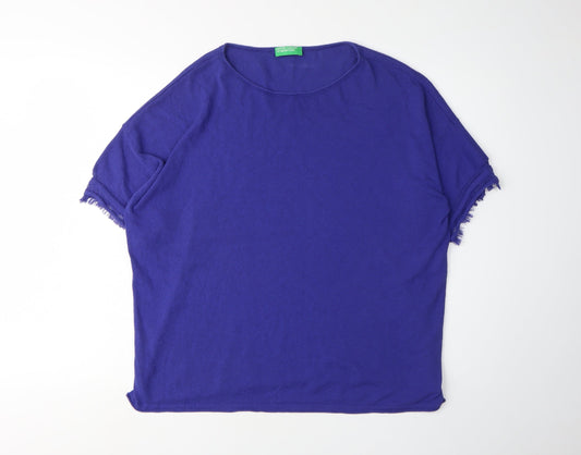 Womens UK Size M United Colors of Benetton Blue Pullover Jumper