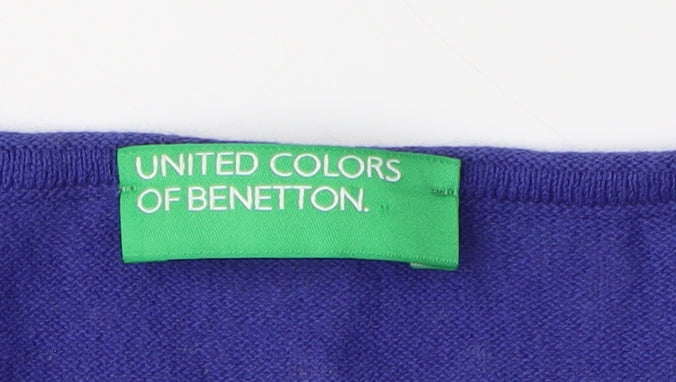 Womens UK Size M United Colors of Benetton Blue Pullover Jumper