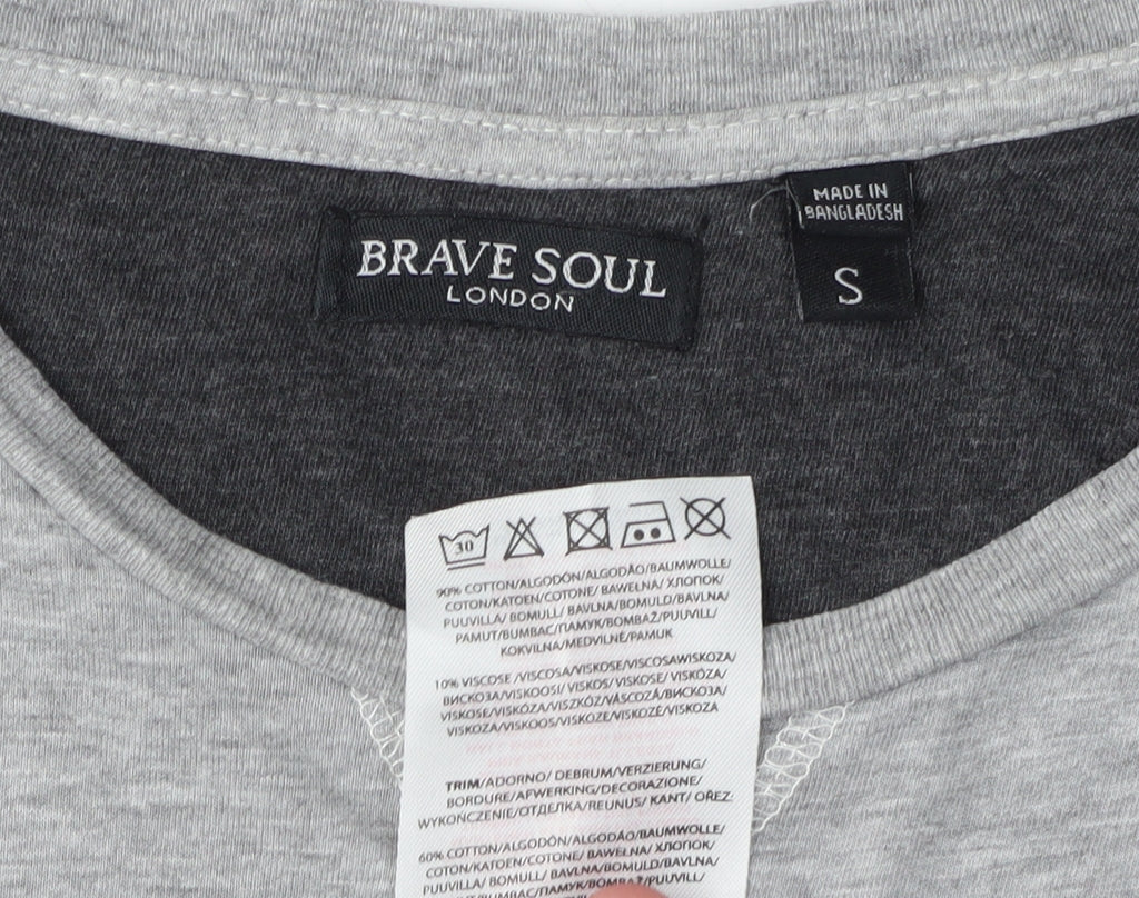 Mens UK Size S Brave Soul Grey  T-Shirt