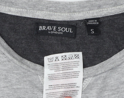 Mens UK Size S Brave Soul Grey  T-Shirt