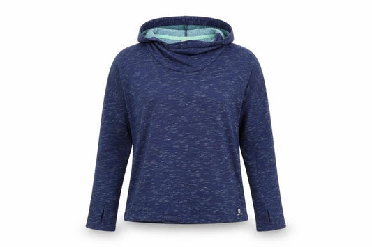 Front view of Quechua unisex blue hoodie, size 12, casual