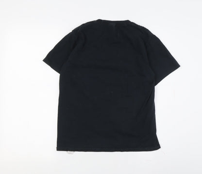 Boys Black Graphic T-Shirt, Large, Cotton, Geek Style