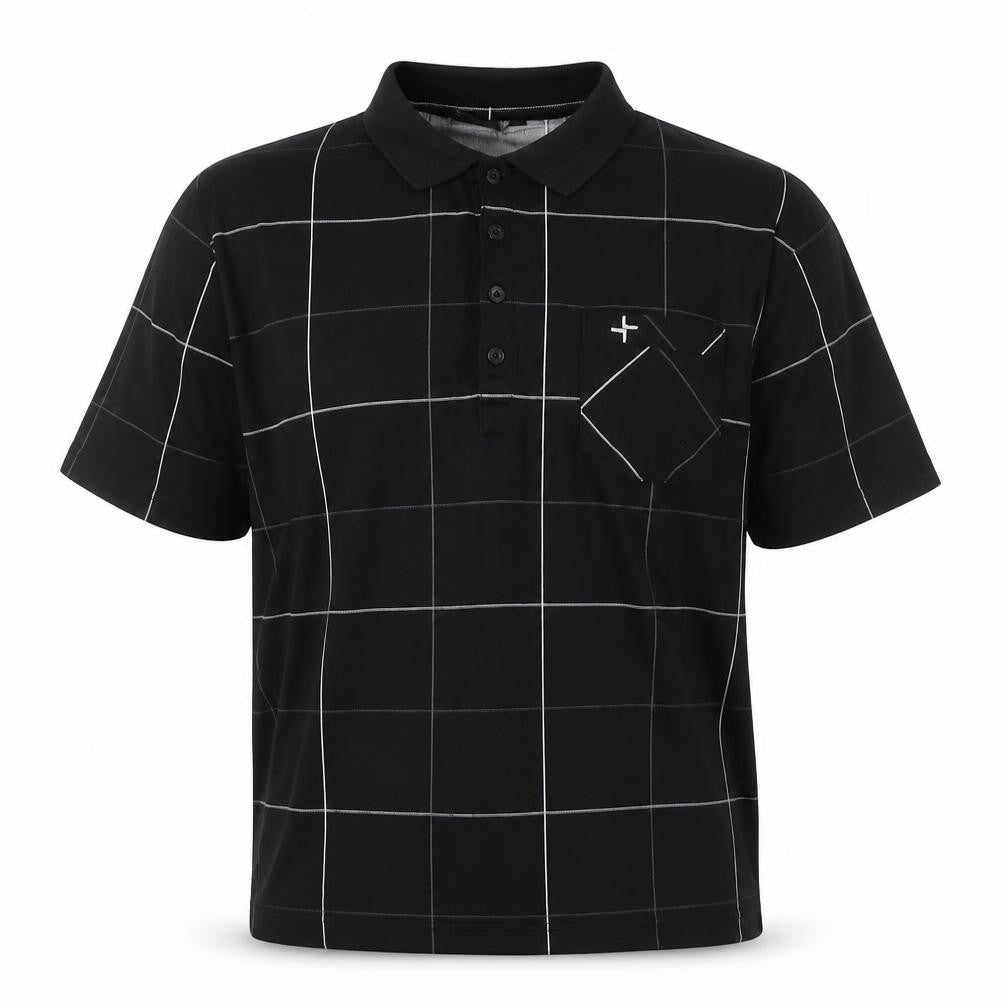 Crosshatch Sportswear Men's Black L Polo Check Woven
