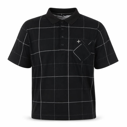 Crosshatch Sportswear Men's Black L Polo Check Woven