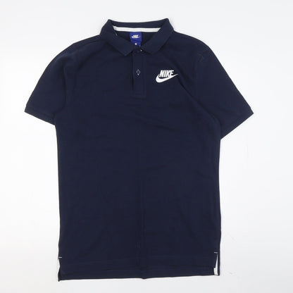 Nike Men's Blue Polo Shirt S Solid Collared