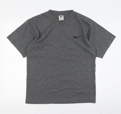 Nike Men's Grey V-Neck T-Shirt Size M