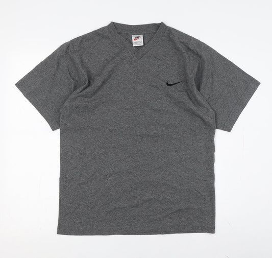Nike Men's Grey V-Neck T-Shirt Size M