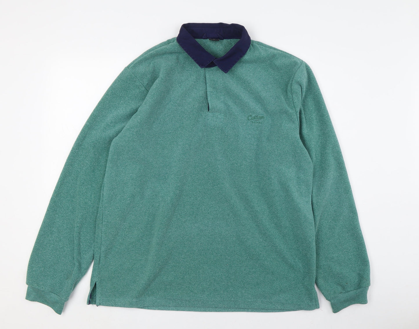 Cotton Traders Men's Green Long Sleeve Polo, Size L