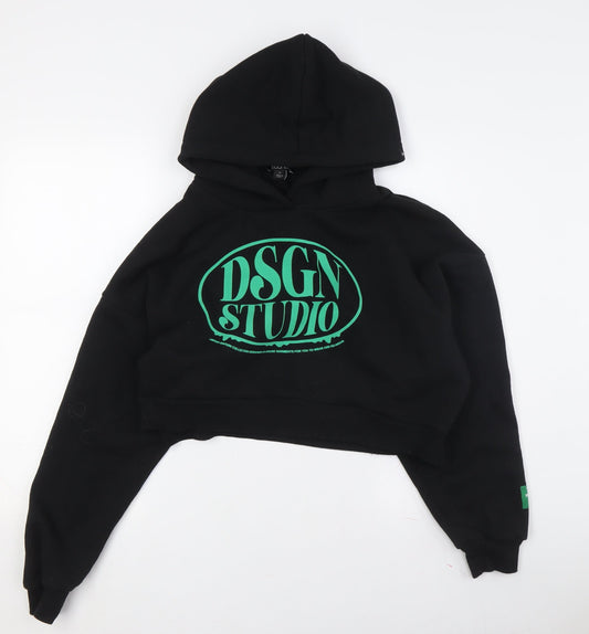Womens UK Size M Boohoo Black Pullover Hoodie