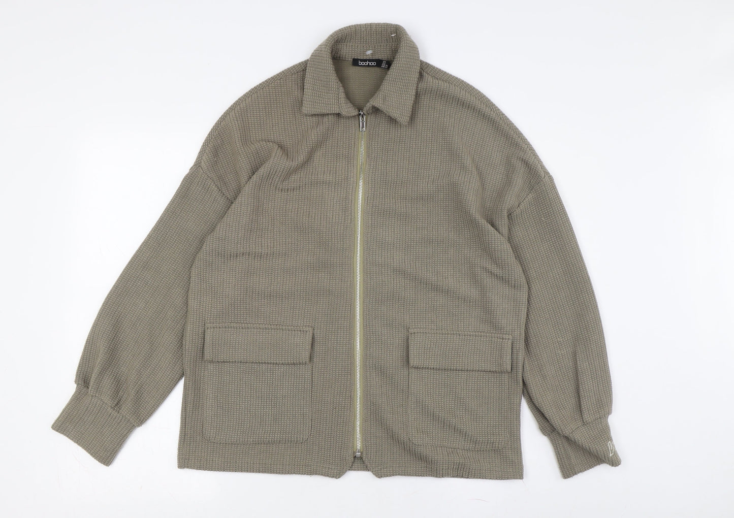 Boohoo Women's Green Basic Jacket, Size 8, Casual Style