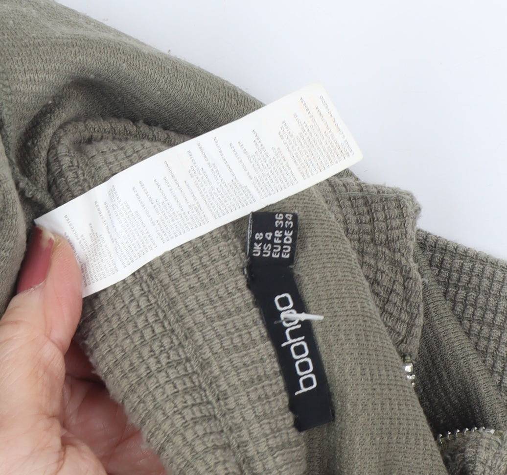 Boohoo Women's Green Basic Jacket, Size 8, Casual Style