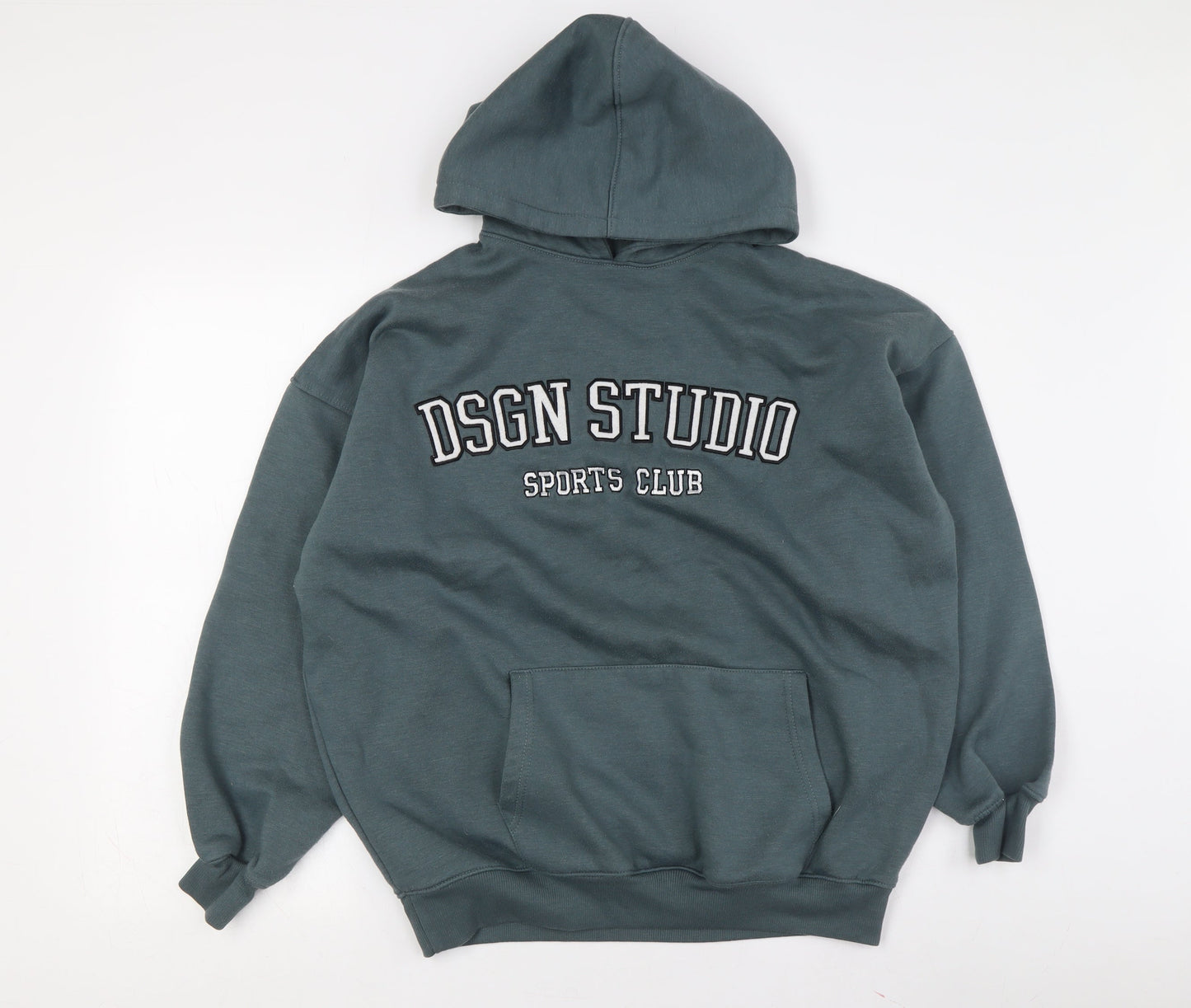 Boohoo Women's Green Hoodie Size M Pullover Logo Design