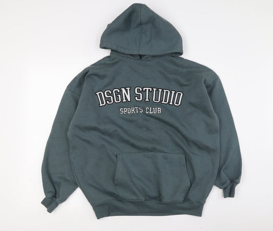 Boohoo Women's Green Hoodie Size M Pullover Logo Design