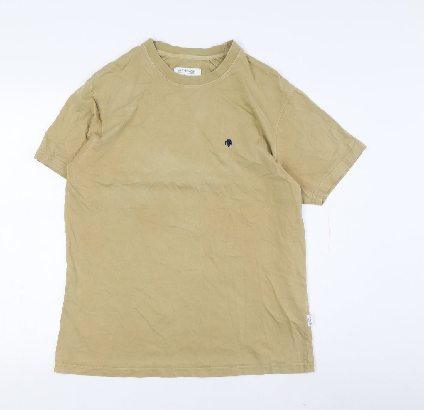 Mishmash Men’s Beige Cotton Crew Neck Tee, L