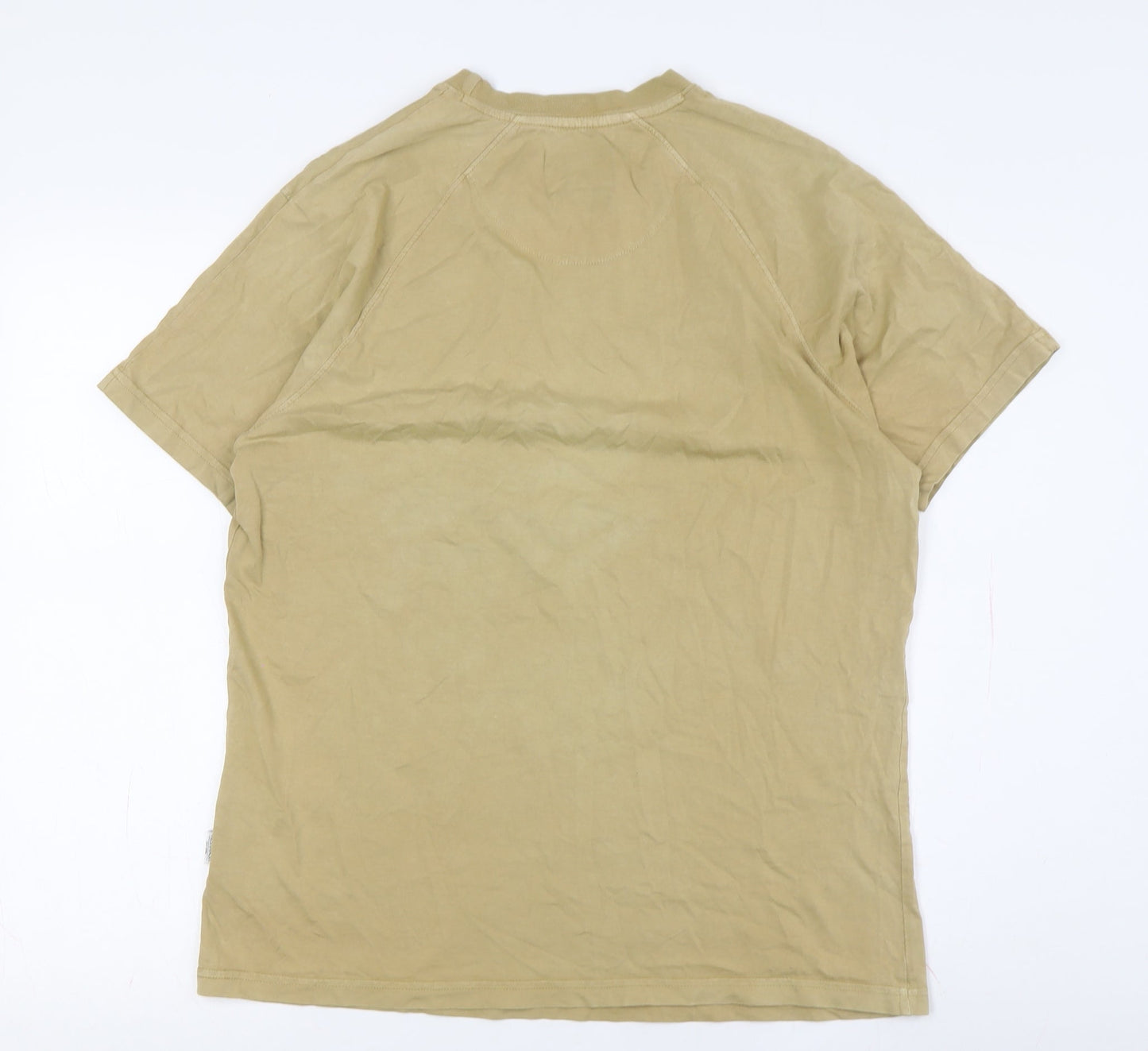 Mishmash Men’s Beige Cotton Crew Neck Tee, L
