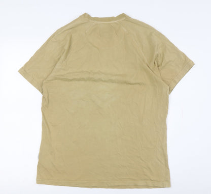 Mishmash Men’s Beige Cotton Crew Neck Tee, L