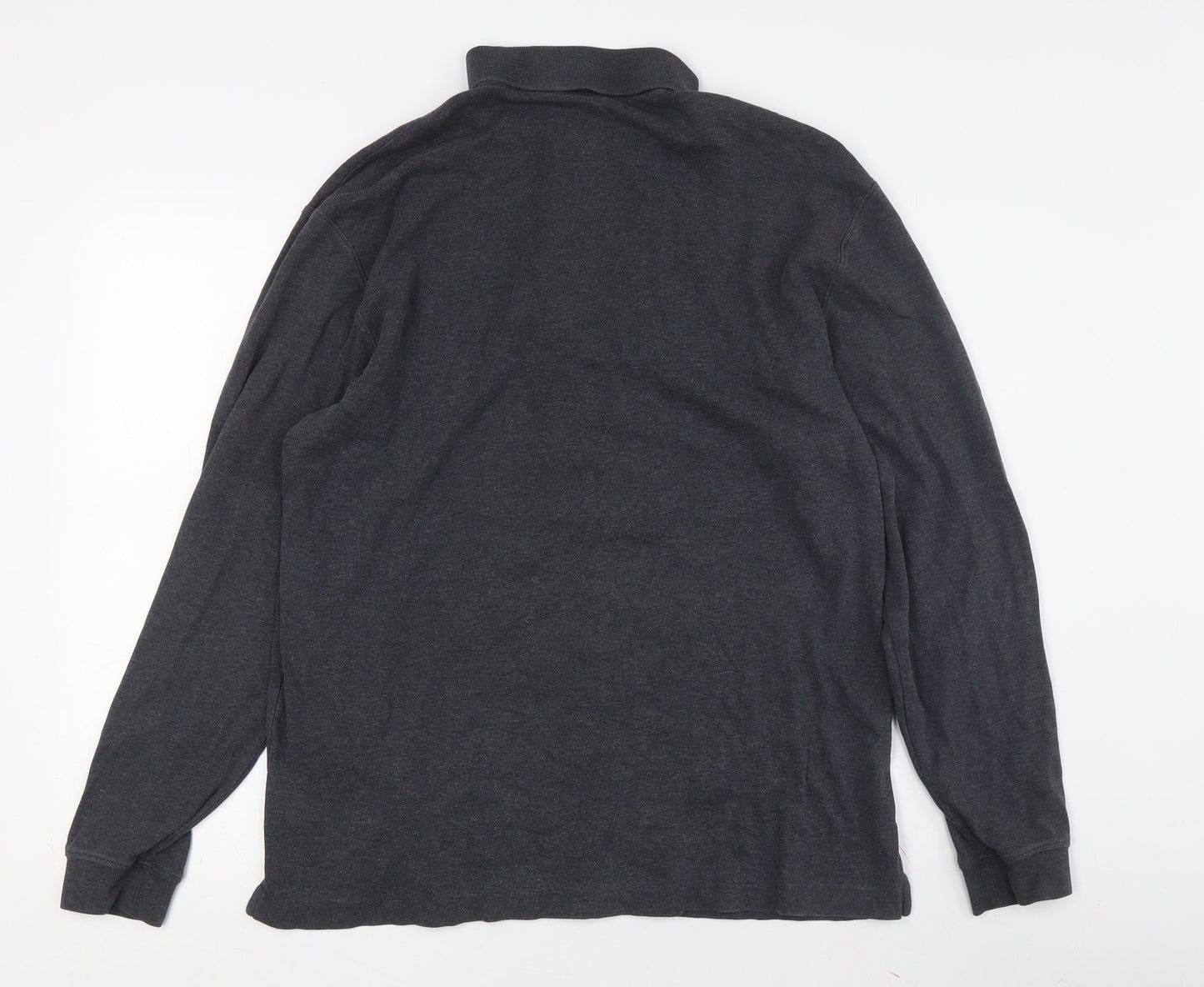 Lands' End Men's Black Long Sleeve Polo - Size L