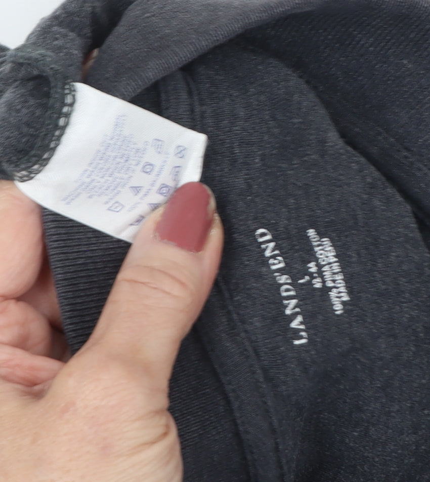 Lands' End Men's Black Long Sleeve Polo - Size L