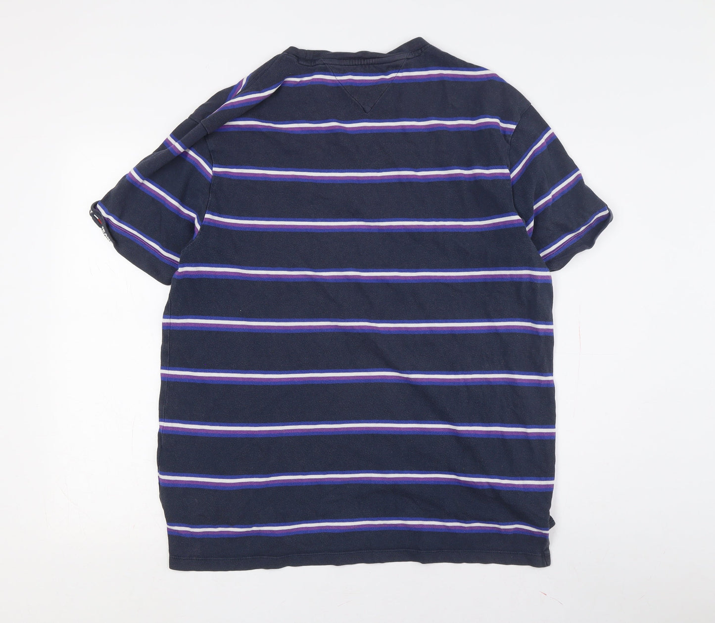 Tommy Jeans Men's Blue Striped Cotton T-Shirt L