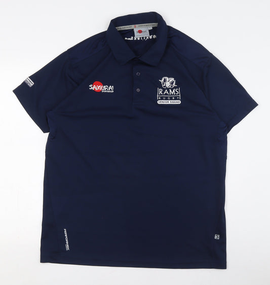 Samurai Sportswear Men's Blue Rugby Polo Shirt, Size M