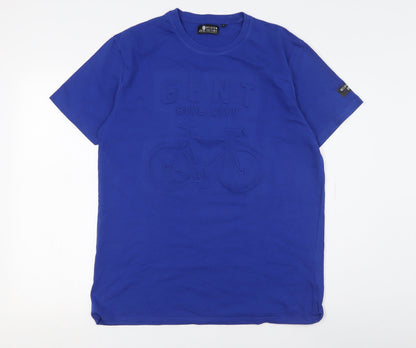 Belgium Factory Men's Blue Short Sleeve T-Shirt