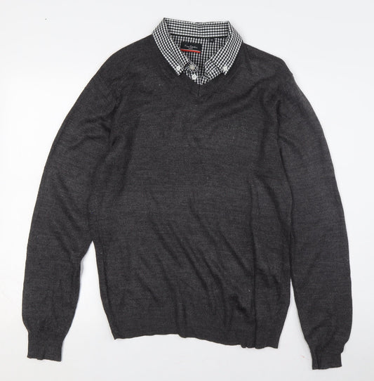 Pierre Cardin Men's Grey V-Neck Pullover Jumper M