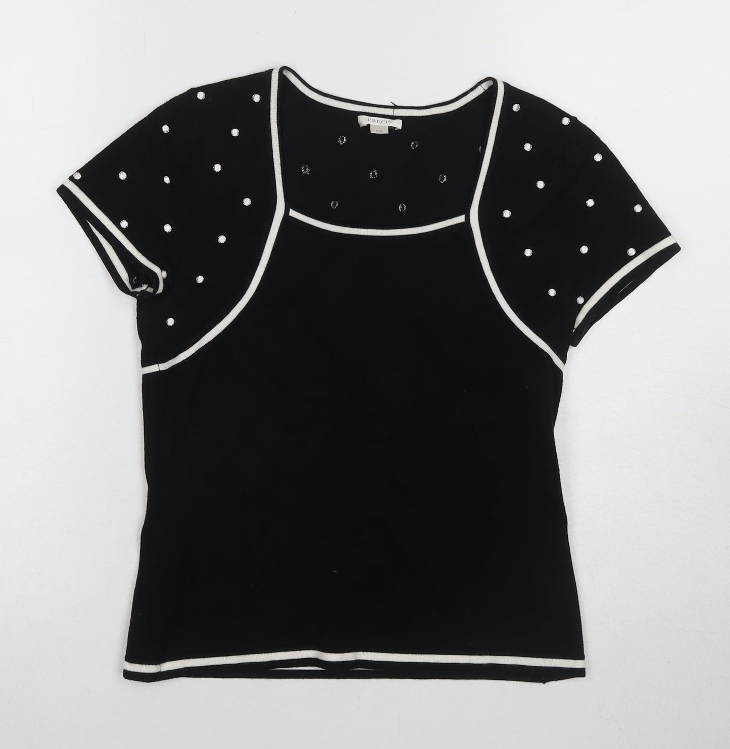 Precise Women's Black XS Polka Dot Slim T-Shirt