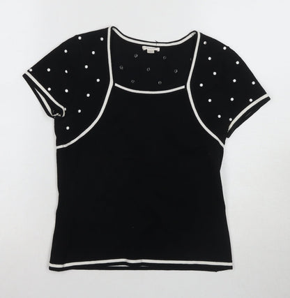 Precise Women's Black XS Polka Dot Slim T-Shirt