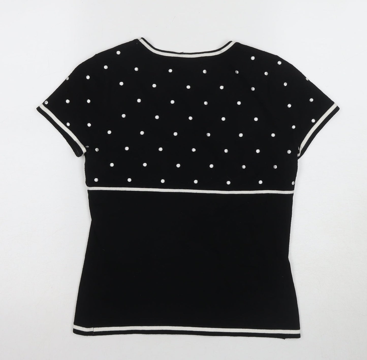 Precise Women's Black XS Polka Dot Slim T-Shirt