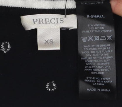 Precise Women's Black XS Polka Dot Slim T-Shirt