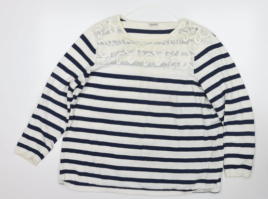 Damart Women's Striped Pullover Crew Neck Jumper - 2XL