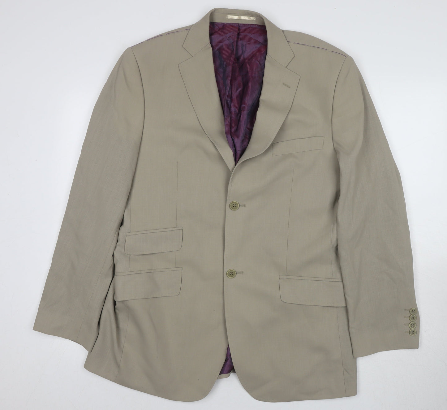 Mens UK Size 40R Ted Baker Regular Beige Suit Jacket