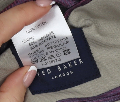 Mens UK Size 40R Ted Baker Regular Beige Suit Jacket