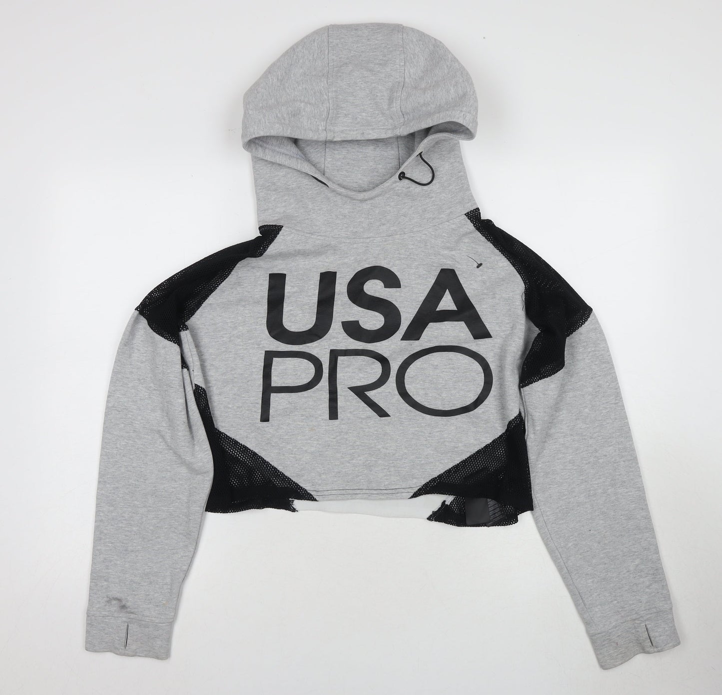 USA Pro Women's Grey Logo Hooded Activewear Hoodie