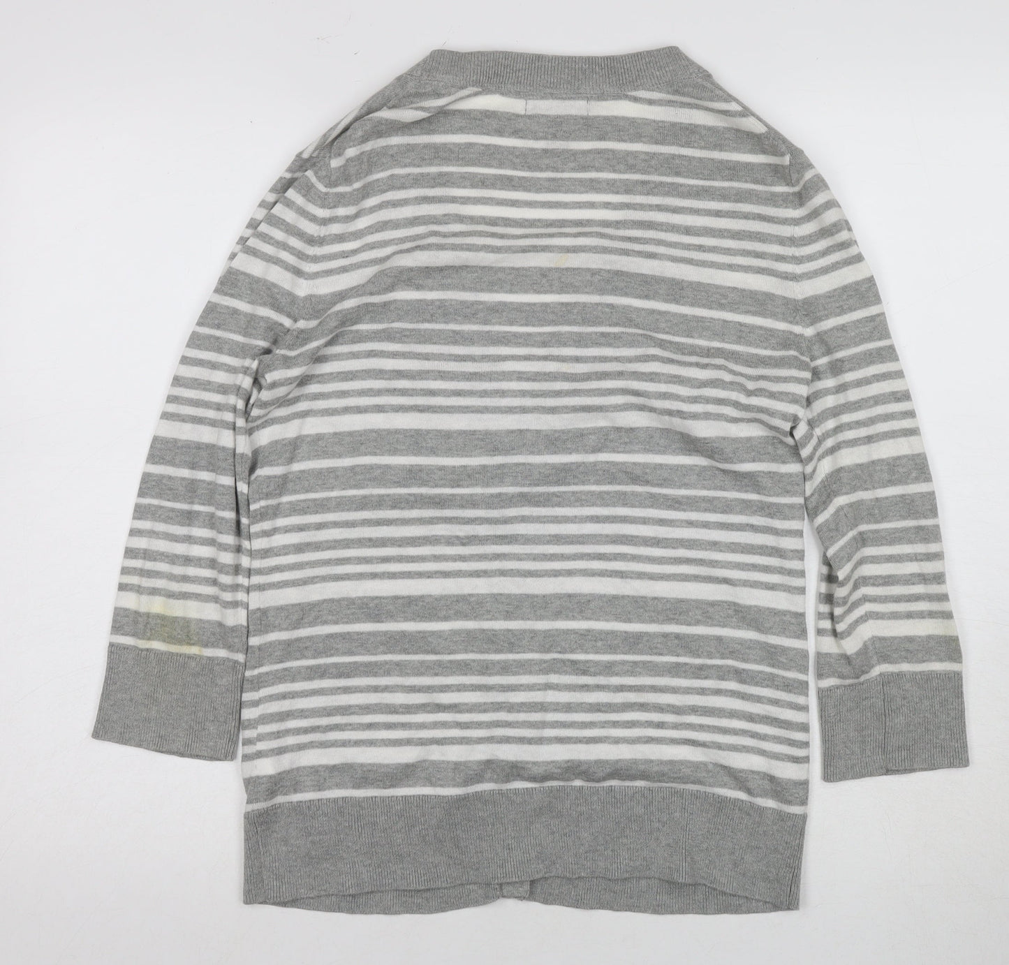 Gap Women's Grey Cardigan Size S V-Neck Striped Casual