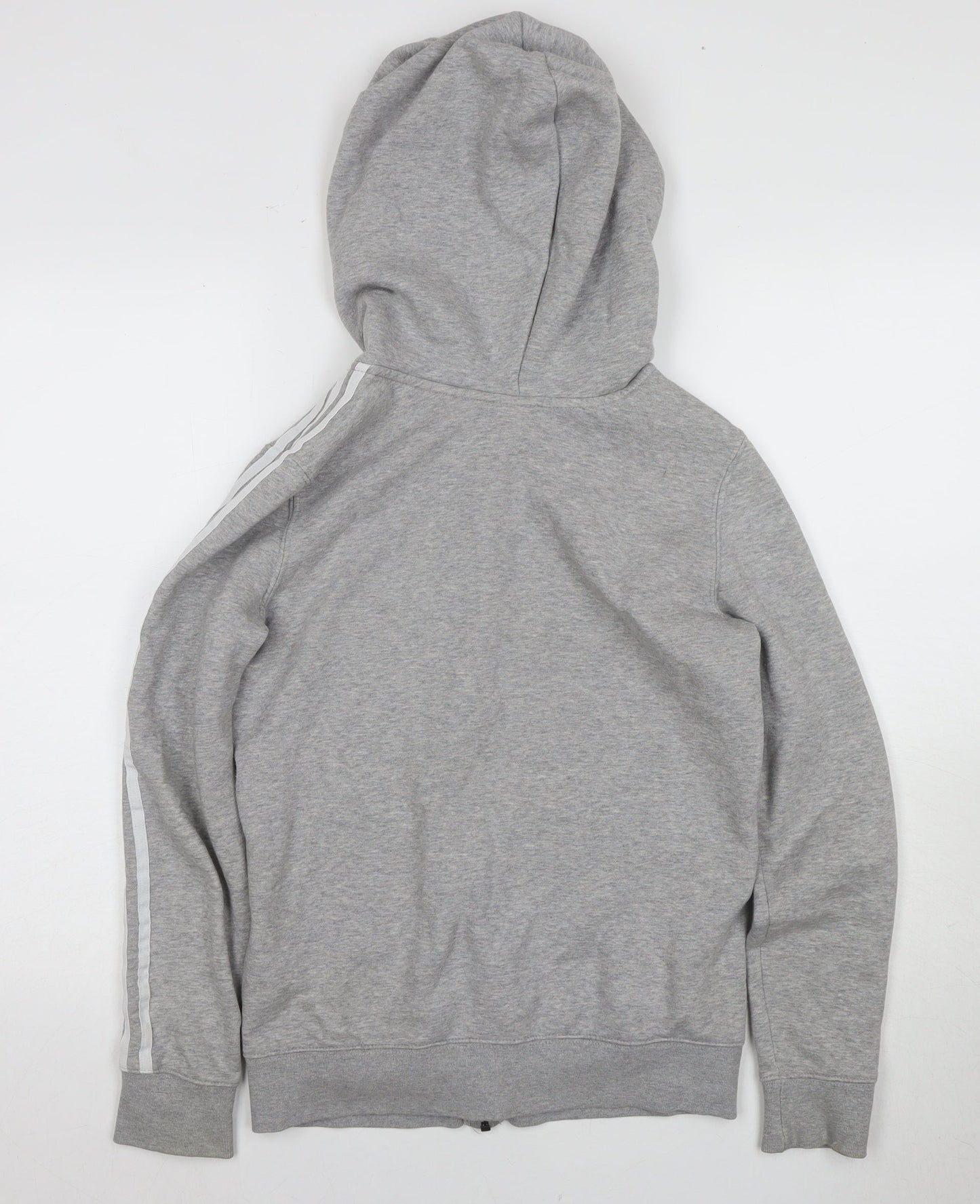 Adidas Women's Grey Full Zip Hoodie with Logo, Size 8