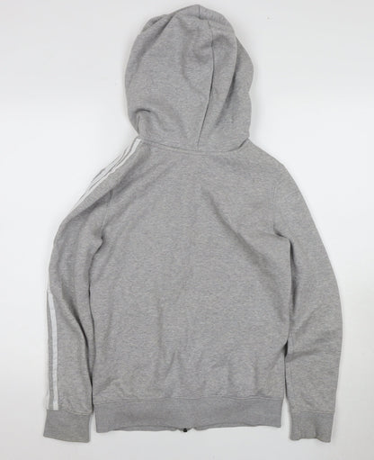 Adidas Women's Grey Full Zip Hoodie with Logo, Size 8